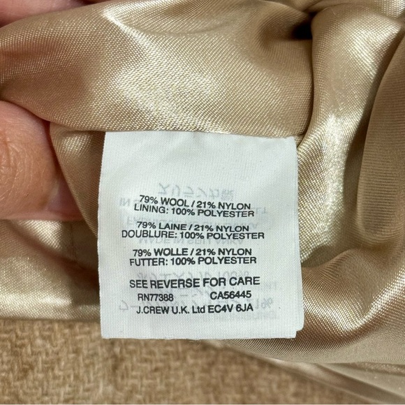J.Crew Stadium Cocoon Nello Gori Wool Blend Beige Tan Peacoat Sz 0 - Picture 8 of 9